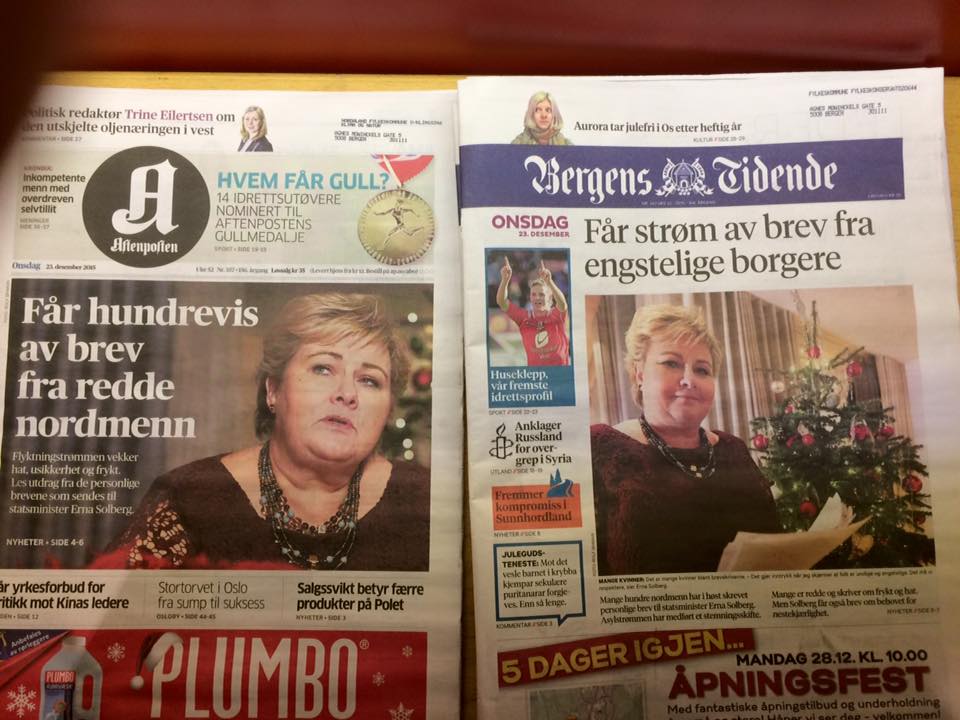 Aftenposten og Bergens Tidende, lille julaften 2015
